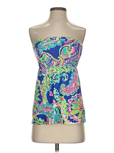 Pre-owned Lilly Pulitzer Tube Top Blue Strapless Neckline Tops