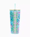 Lilly Pulitzer Tumbler With Straw In Blue Ibiza Aqua La Vista