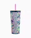 Lilly Pulitzer Tumbler With Straw In Oyster Bay Navy Seen And Herd
