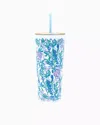 Lilly Pulitzer Tumbler With Straw In Resort White Just A Pinch