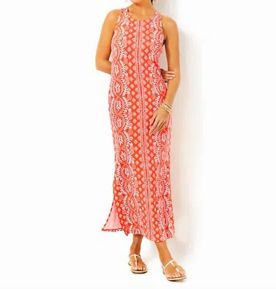 Lilly Pulitzer Ulla Maxi Dress In Flamingo Feather Harbour View Engineered