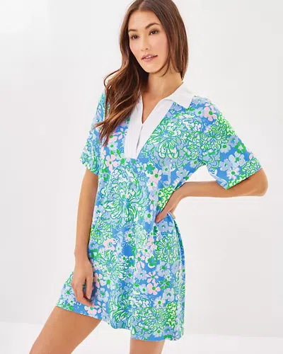 Lilly Pulitzer Upf 50+ Alden Dress In Sunwashed Blue Plumes In Bloom