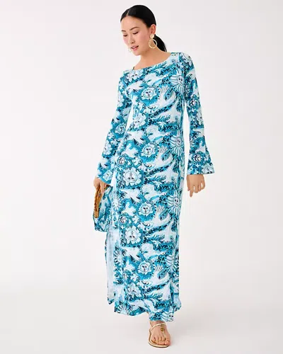 Lilly Pulitzer Upf 50+ Breena Long Sleeve Maxi Dress In Blue