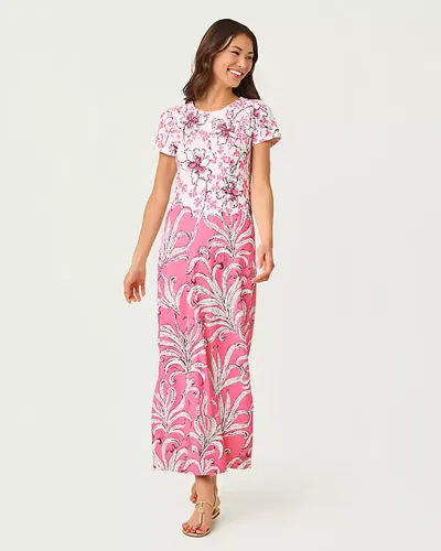 Lilly Pulitzer Kaden Upf 50+ Maxi Women's Dress Confetti Pink Bumbley Buzz Engineered Chillylilly: Xl In Multi