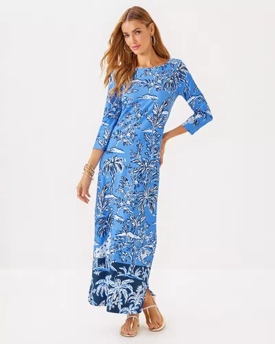 Lilly Pulitzer Upf 50+ Chillylilly Seralina Maxi Dress In Sunwashed Blue Tall Tales Engineered Chillylilly
