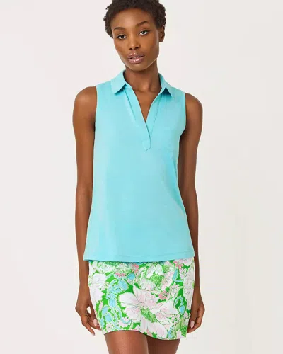 Lilly Pulitzer Upf 50+ Dune Sleeveless Polo In Blue