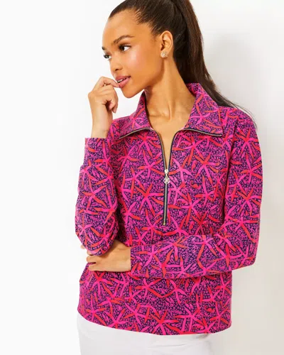 Lilly Pulitzer Upf 50+ Eleni Pullover In Passion Fruit Pink Star Searching
