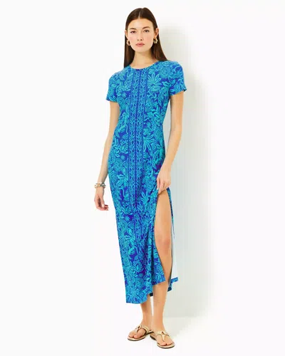 Lilly Pulitzer Upf 50+ Kaden Maxi Dress In Martinique Blue Jungle Oasis Engineered Chillylilly