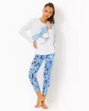 Lilly Pulitzer Weekender High Rise Midi Legging In Bonaire Blue Coastal Constellation In Bonaire Blue Coastal Constellation