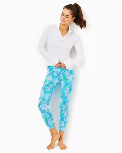 Lilly Pulitzer Upf 50+ Luxletic 24" Weekender High Rise Midi Legging In Las Olas Aqua Strong Current Sea