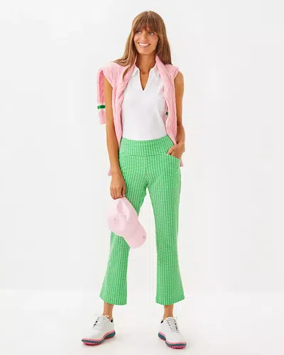Lilly Pulitzer Upf 50+ Luxletic 28" Corso Kick Flare Pant In Fauna Green Performance Gingham
