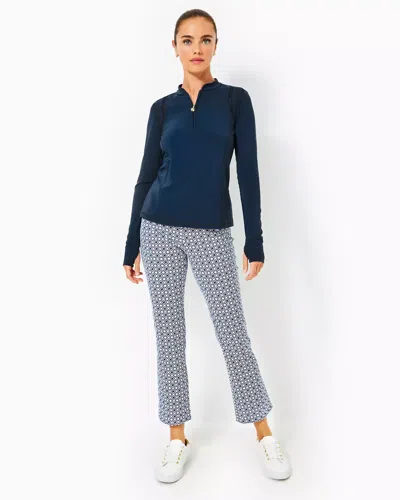 Lilly Pulitzer Upf 50+ Luxletic 28" Corso Kick Flare Pant In Low Tide Navy X Resort White Butterfly Pattern