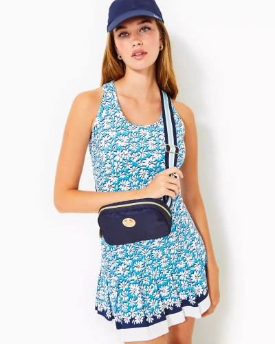 Lilly Pulitzer Upf 50+ Luxletic Ace Active Dress In Lunar Blue Palm Beach Petals Engineered Luxletic