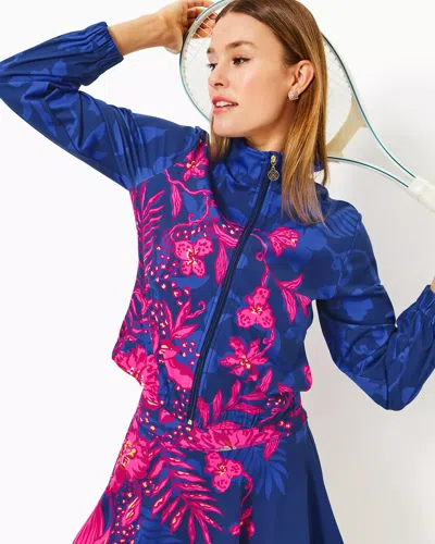 Lilly Pulitzer Upf 50+ Luxletic Aegean Jacket In Blue Med Never Ending Summer Engineered Luxletic
