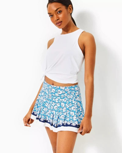 Lilly Pulitzer Upf 50+ Luxletic Annora Skort In Lunar Blue Palm Beach Petals Engineered Luxletic