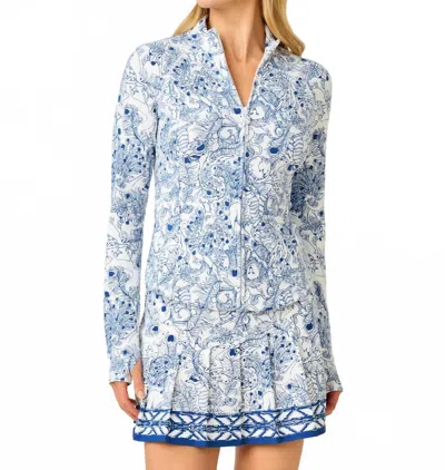Lilly Pulitzer Upf 50+ Luxletic Barbados Zip-up Jacket In Starlight Navy Crossgrain Zoology In Blue