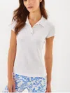 Lilly Pulitzer Upf 50+ Luxletic Frida Scallop Polo Top In Resort White In Multi