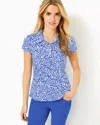 Lilly Pulitzer Upf 50+ Luxletic Frida Scallop Polo Top In Martinique Blue Zee Bebe