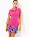 Lilly Pulitzer Upf 50+ Luxletic Frida Scallop Polo Top In Passion Fruit Pink
