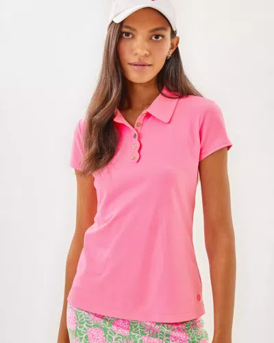 Lilly Pulitzer Upf 50+ Luxletic Frida Scallop Polo Top In Rousseau Pink