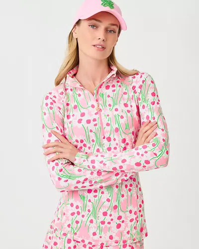 Lilly Pulitzer Justine Half Zip Pullover Sweatshirt In Conch Shell Pink Lil Sunny Daisies