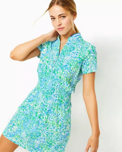 Lilly Pulitzer Upf 50+ Luxletic Love Active Dress In Hydra Blue Dandy Lions