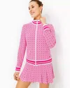 Lilly Pulitzer Upf 50+ Luxletic Regate Jacket In Passion Fruit Pink X Resort White Butterfly Pattern