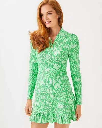 Lilly Pulitzer Upf 50+ Luxletic Sania Half Zip Sunguard In Fauna Green Tulip To Tango