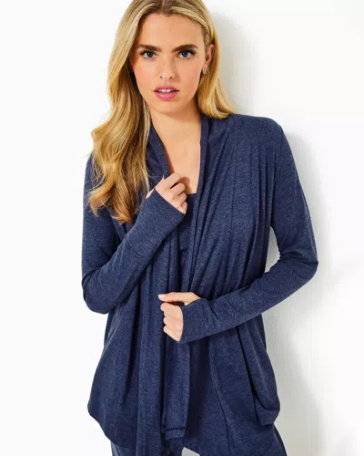 Lilly Pulitzer Upf 50+ Nevia Wrap In Heathered Med Blue X Noir