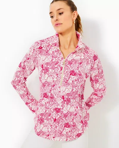 Lilly Pulitzer Upf 50+ Skipper Popover In Raspberry Rouge Animal Magnetism