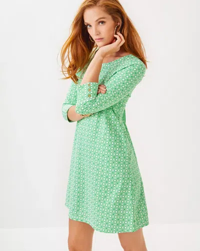 Lilly Pulitzer Upf 50+ Solia Chillylilly Dress In Fauna Green X Resort White Butterfly Pattern