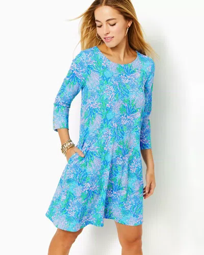 Lilly Pulitzer Upf 50+ Solia Chillylilly Dress In Las Olas Aqua Strong Current Sea