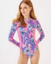 Lilly Pulitzer Upf 50+ Wynton Rashguard One-piece Swimsuit In Multi Totally Koalafied