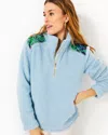Lilly Pulitzer Wallen Sherpa Half Zip Jacket In Bonaire Blue