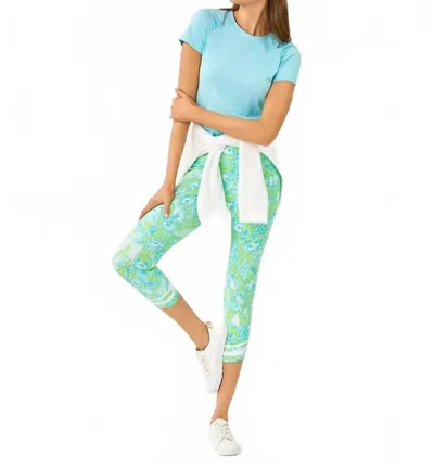 Lilly Pulitzer Weekender High Rise Crop Leggings In Day Dream Blue Crossgrain Throw Me A Line In Multi