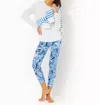 Lilly Pulitzer Weekender High Rise Midi Legging In Bonaire Blue Coastal Constellation