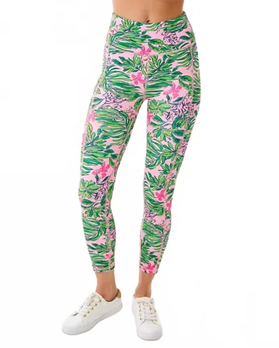 Lilly Pulitzer Weekender High Rise Midi Legging In Conch Shell Pink Cross Grain Roaring With Joy In Multi