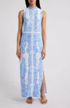 Lilly Pulitzer Wellington Sleeveless Mock Neck Maxi Dress In Resort White Sunny Side Up Engineered In Multi