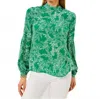 Lilly Pulitzer Witaker Silk Top In Fiddle Leaf Green Safari Party In Green