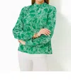 Lilly Pulitzer Witaker Silk Top In Fiddle Leaf Green Safari Party In Green