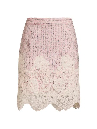 Lilly Pulitzer Women's Bettany Lace-appliqué Scalloped Bouclé Miniskirt In Pink