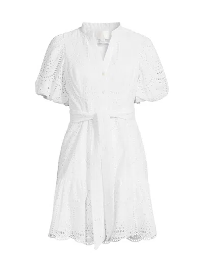 Lilly Pulitzer Women's Cotton Tie-waist Puff-sleeve Minidress In White