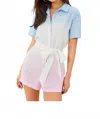 Lilly Pulitzer Women's Dresher Button Down Romper In Chambray Tint Ombre Dip Dye In Multi