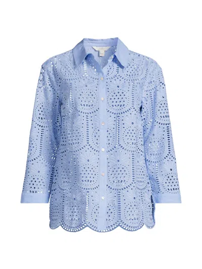 Lilly Pulitzer Women's Gracee Pineapple Tile Eyelet Tunic In Blue