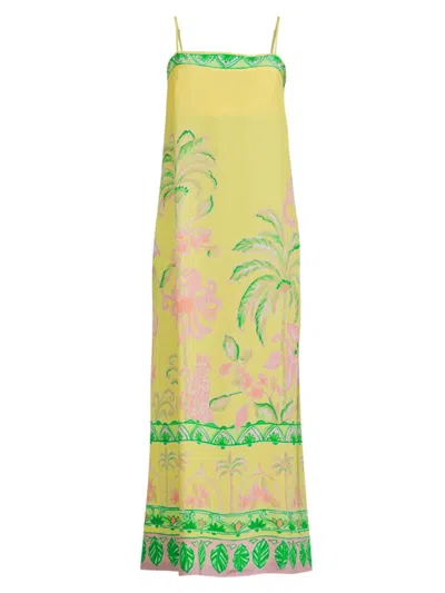 Lilly Pulitzer Women's Jesslyn Silk Maxi Slipdress In Finch Yellow Tropical Oasis