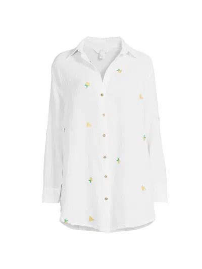 Lilly Pulitzer Women's Kwitney Cotton Cover-up Shirt In Yellow