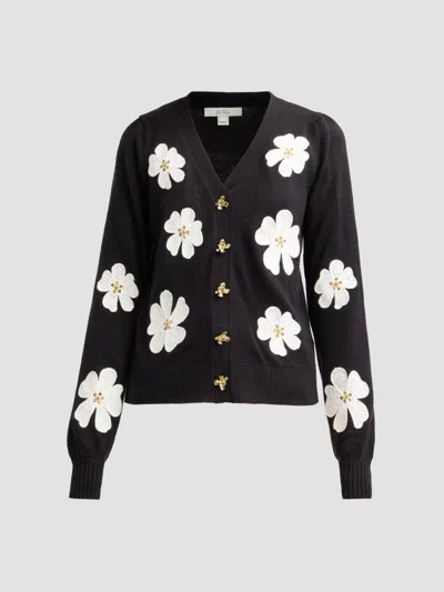 Lilly Pulitzer Women's Millard Big Lilly Flower Embroidery Cardigan In Black