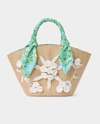 Lilly Pulitzer Women's Panama Straw Bag In Mint Condition Burst Of Joy In Neutral
