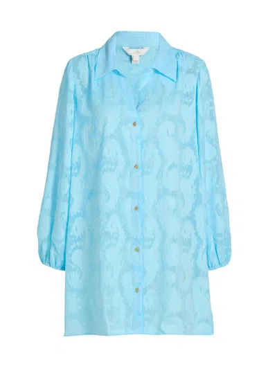 Lilly Pulitzer Sadira Clip Coverup In Bellevue Blue Tangerine Dream