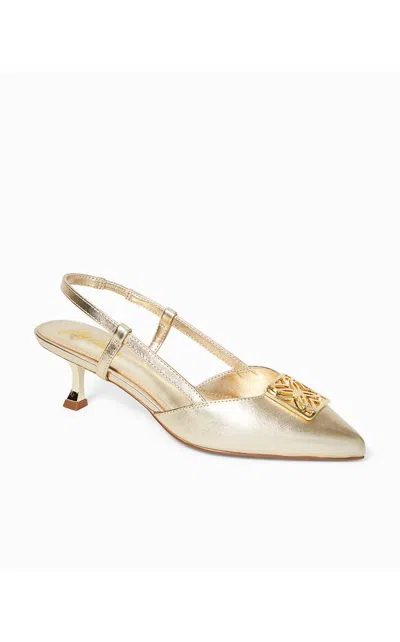 Lilly Pulitzer Women's Schuyler Kitten Heel Slingback Shoe In Gold Metallic